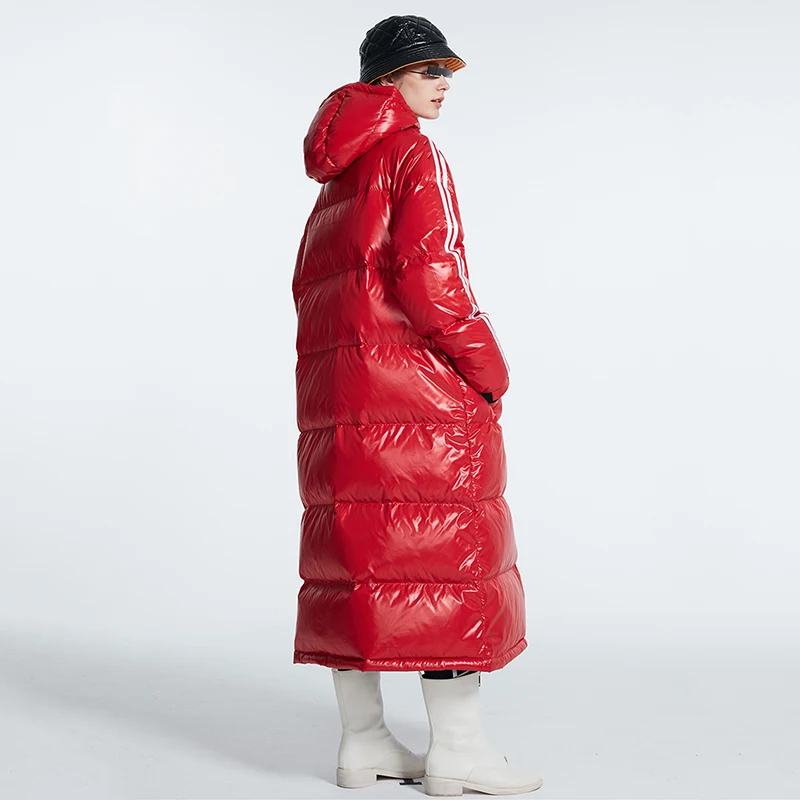 Оригинальная зимняя длинная пуховая куртка для женщин супертолстая и теплая