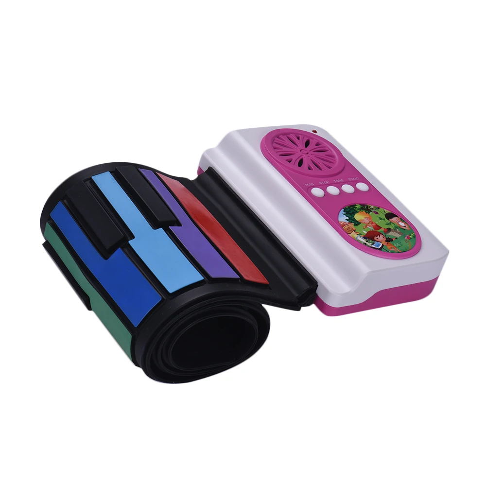 

37-Key Electronic Piano Roll-Up Piano Silicon Electronic Keyboard Colorful Keys Built-in Speaker Musical Toy for Children Kids