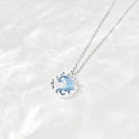 fashion new style mermaid tears foam necklace simple mermaid tail blue crystal clavicle chain for women accessories