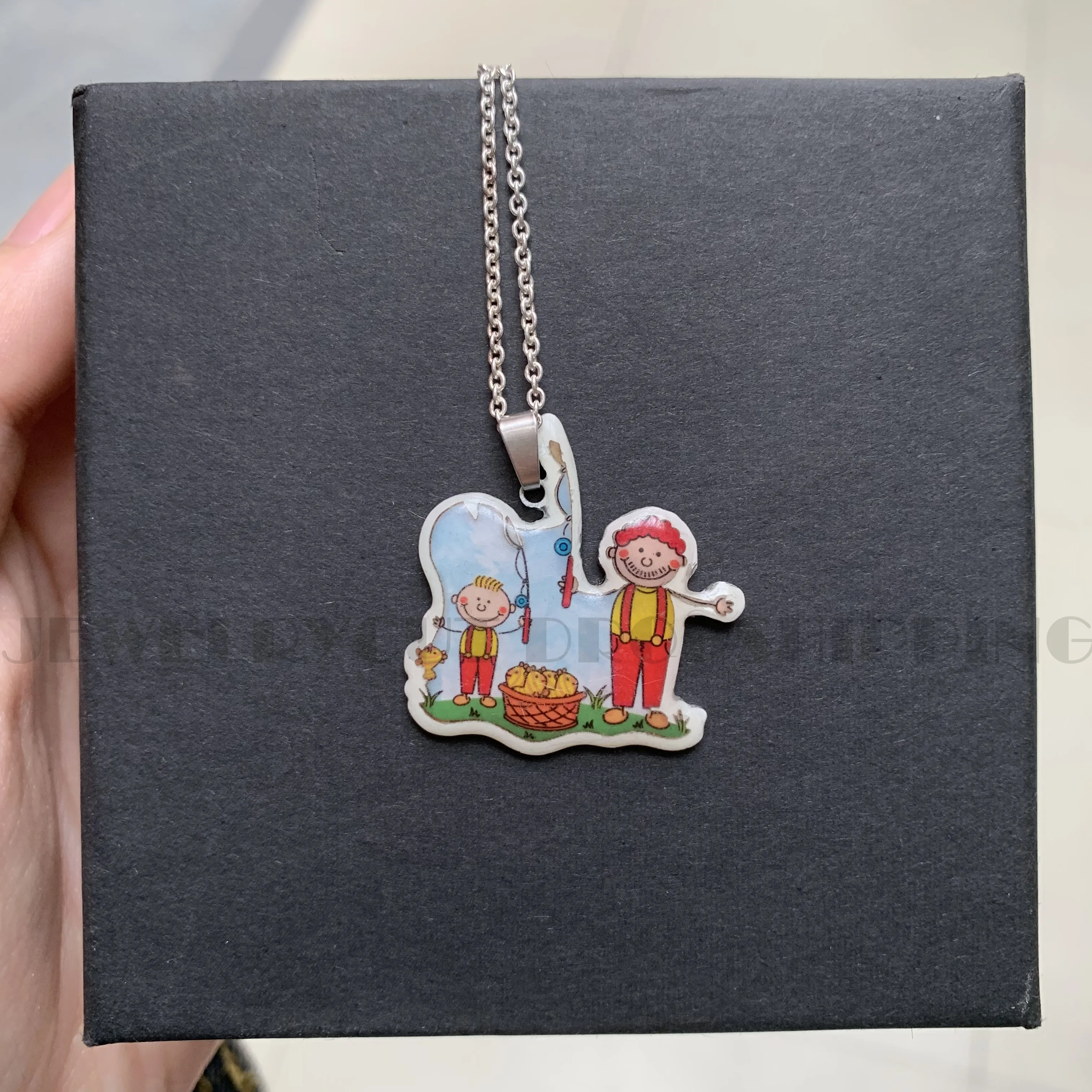 Индивидуальное ожерелье с детским рисунком детское кулоном фото на заказ