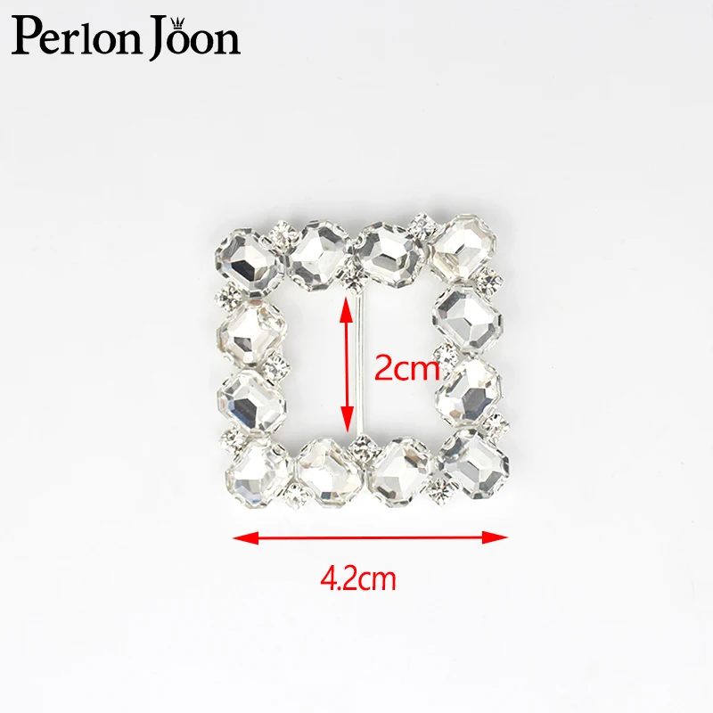 

2pcs 4cm(inner2cm) Flashing square rhinestone glass crystal decoration for wedding dress belt buckel and shose accessories KT030
