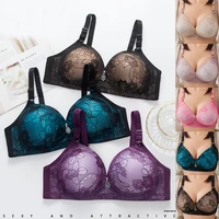 2021 spring new fashion thin breathable underwear sexy push up large size women lace bra bralette soft stretchy brassiere