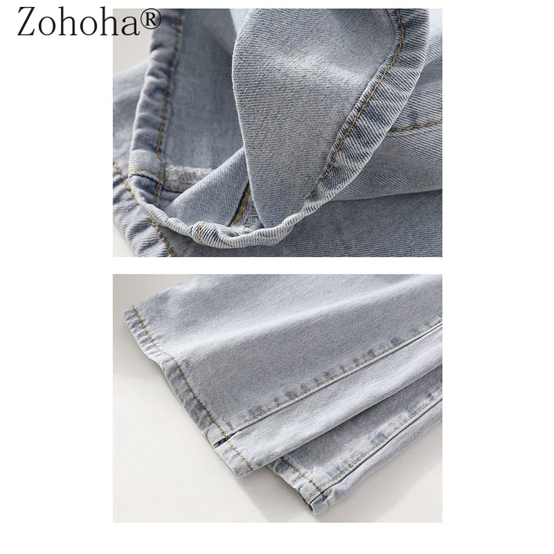 

Zohoha Woman Jeans High Waist Wide Leg Denim Clothing Blue Streetwear Vintage Quality 2021 Fashion Straight Pants
