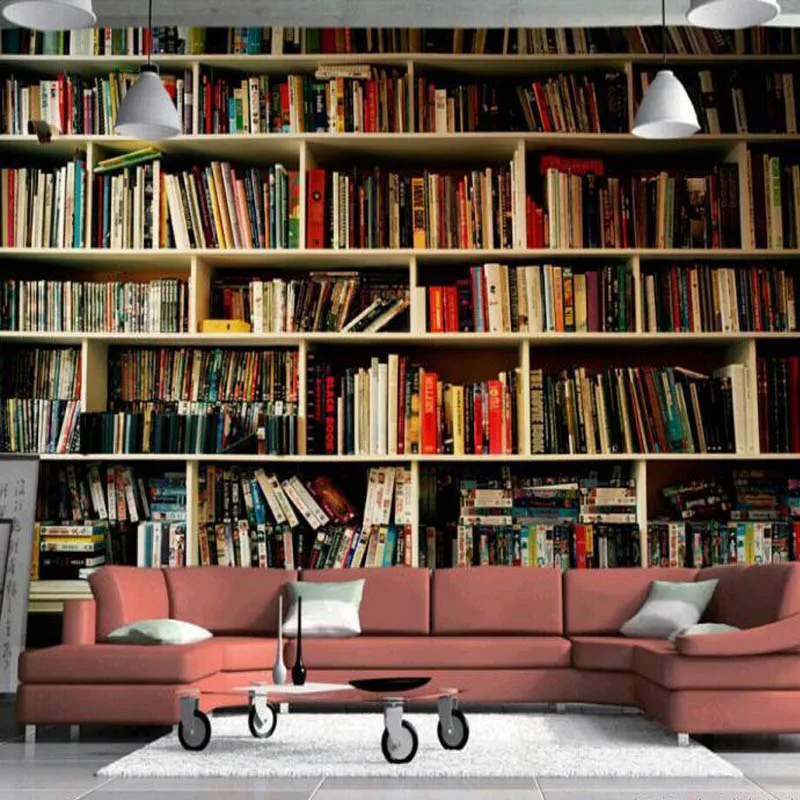 Белый Винтажная 3D креативная книжная полка обои для библиотеки книжный шкаф Кофейня кабинет фон Настенный декор настенная роспись - Цвет: Белый