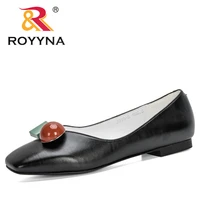 royyna 2020 new designers casual fashion basic slip on pumps women square toe solid shallow low heel ladies dress shoes comfy