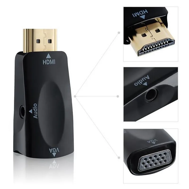 Переходник HDMI папа-VGA Мама с аудиопортом 3 5 мм адаптер AUX-кабеля Поддержка порта Full