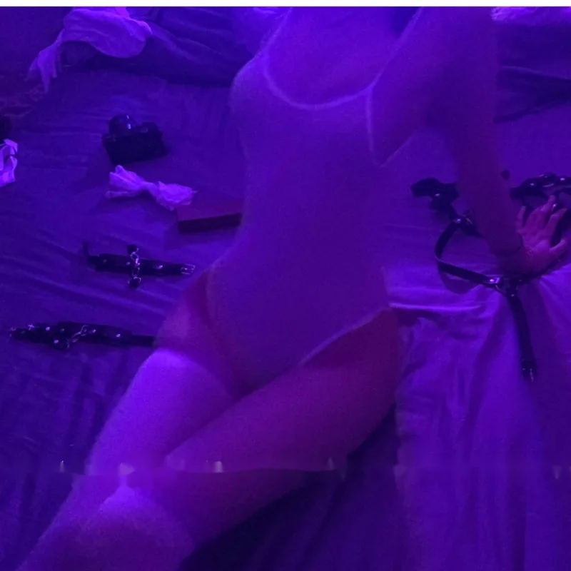 

Fun Open File High Fork Siamese Swimsuit Ultra-thin Perspective Ice Silk Lovely Love Bondage Lingerie Transparent Bodysuits QLZL