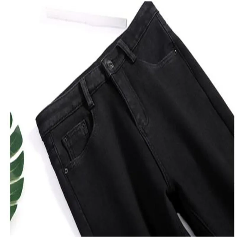 

Thick Velet Women Jeans Autumn Winter 2019 Fashion Flare Trousers Female Warm High Waist Denim Pants Casual Femme Jeans M264