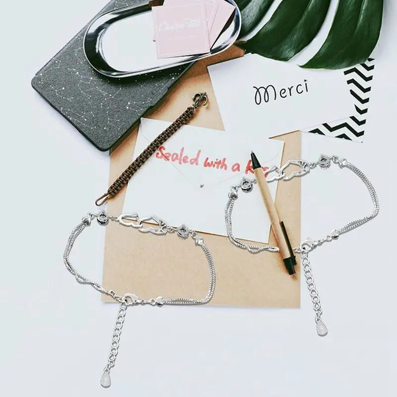 Браслет женский с серебряным покрытием браслет гравировкой I love U 16 + 4 см