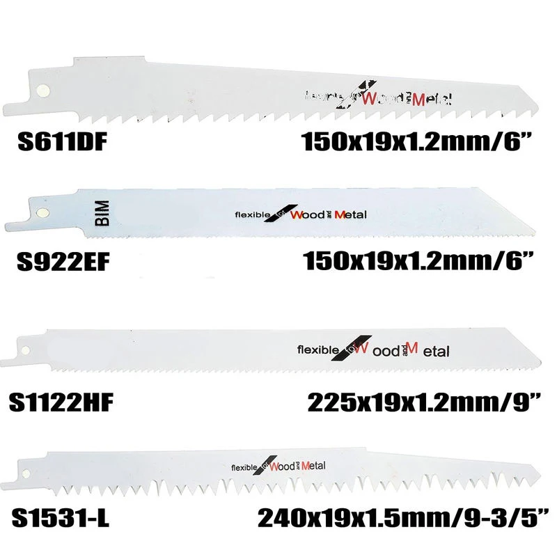 

8pc Reciprocating Saw Blades Set 2x S922EF+2x S1531-L+2x S644D+2x S1122HF Wood Metal Cutter Blade For Woodworking Cutting