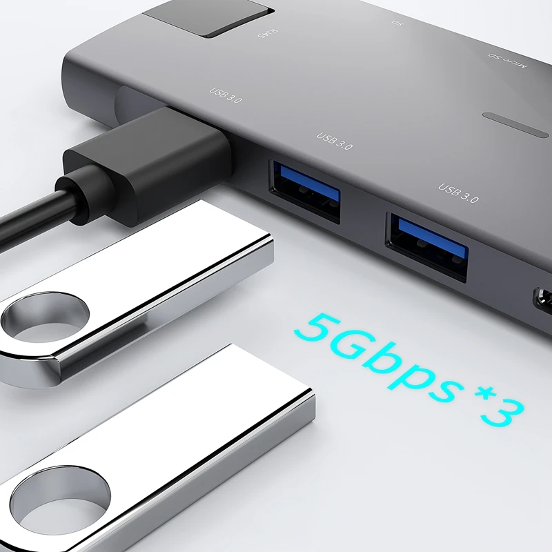 

8 in 1 HUB USB Type-C HDMI Docking Station Adapter USB 3.0 Is Suitable for Laptops and Mobile Phones