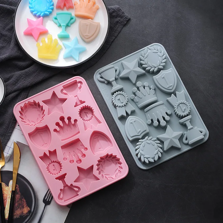 12 Holes Crown DIY Baking Mold Handmade nonstick Silicone Cake Chocolate Cookies
