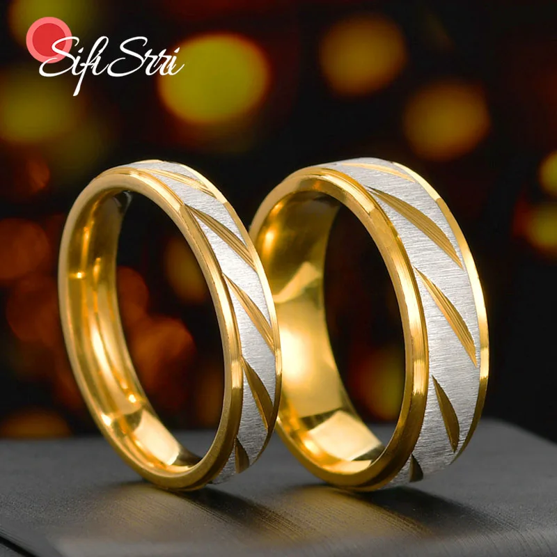 1 шт. Романтические свадебные кольца для влюбленных золотые из нержавеющей стали