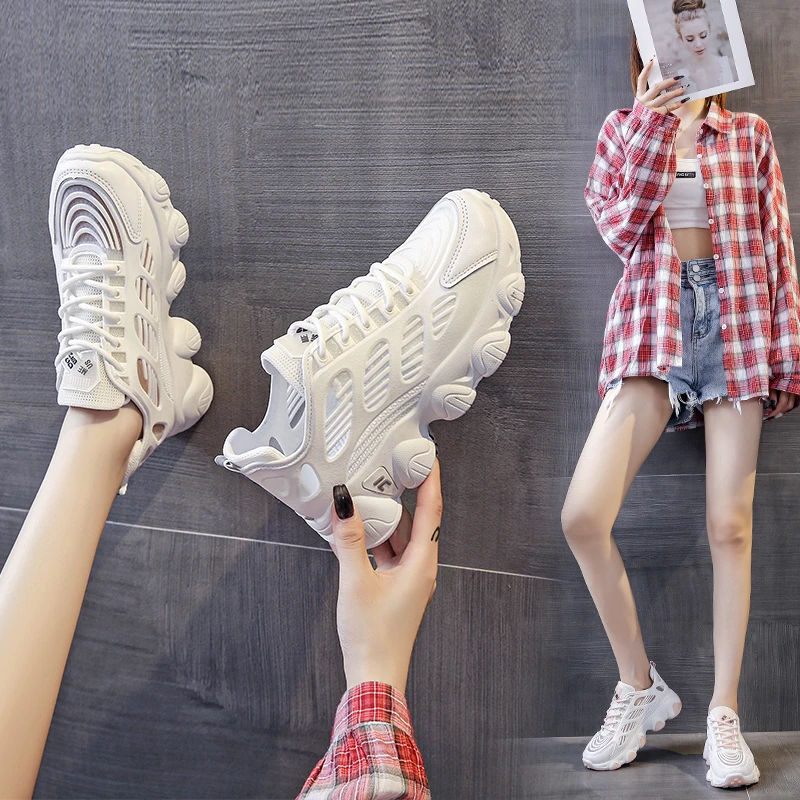 

Leather sandals women's summer 2021 new daddy women's shoes summer all-match net red soft bottom thick-soled sports style