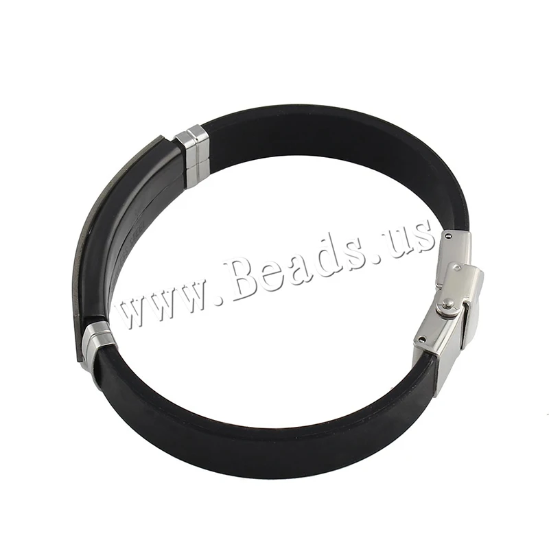 2020 горячая Распродажа мужской черный Панк резиновый браслет из нержавеющей