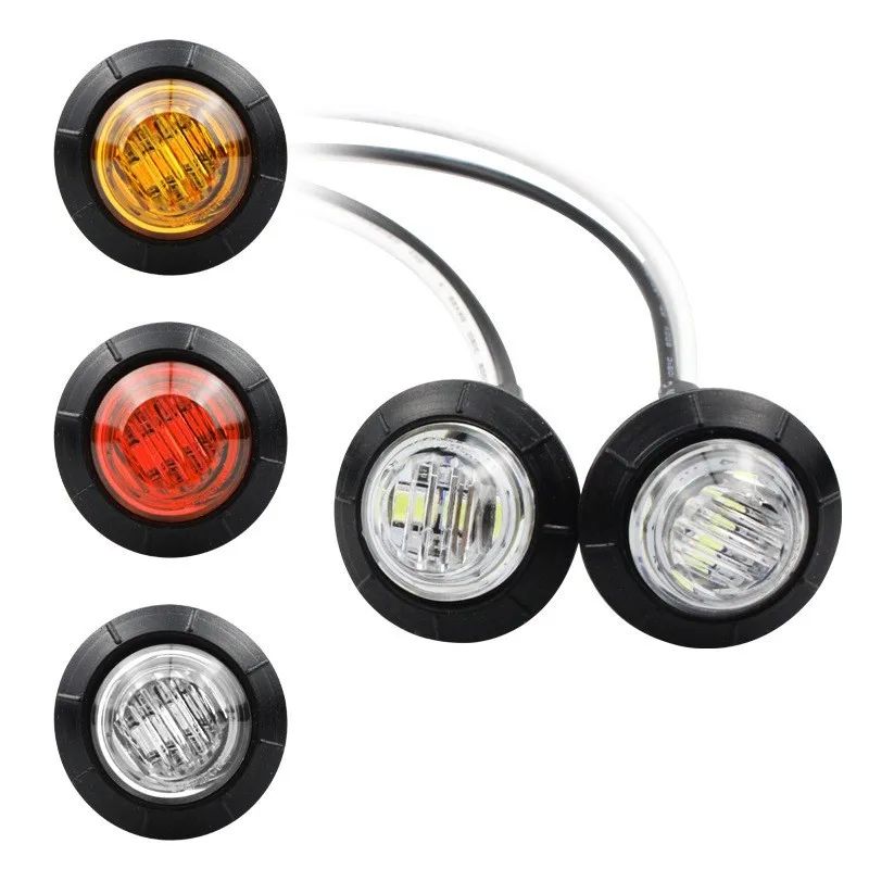 

2PCS 12V 3LED 3/4 Round Trailer Side Marker Lights Yellow White Red For Trucks Clearance Lights Truck Turn Signal Lamp