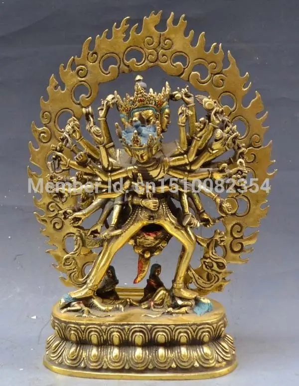 

Тибетская позолоченная Бронзовая статуя Будды Shri Kalachakra