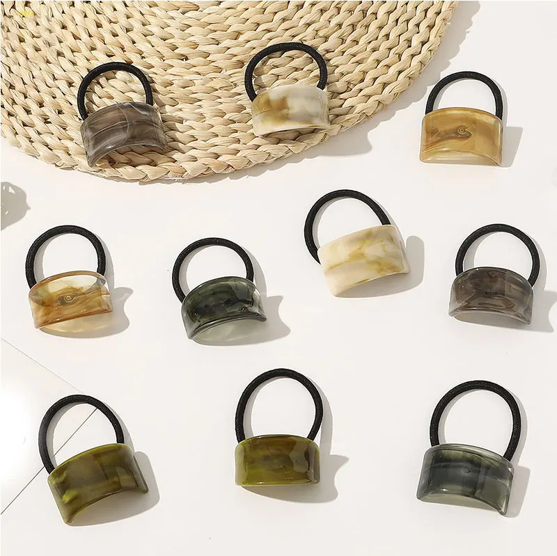 

Korean Geometric Arcuate Scrunchie Women Girls Elastic Hair Rubber Bands Matte Acetate Hair Ties Rope Ornaments Hair Accessories