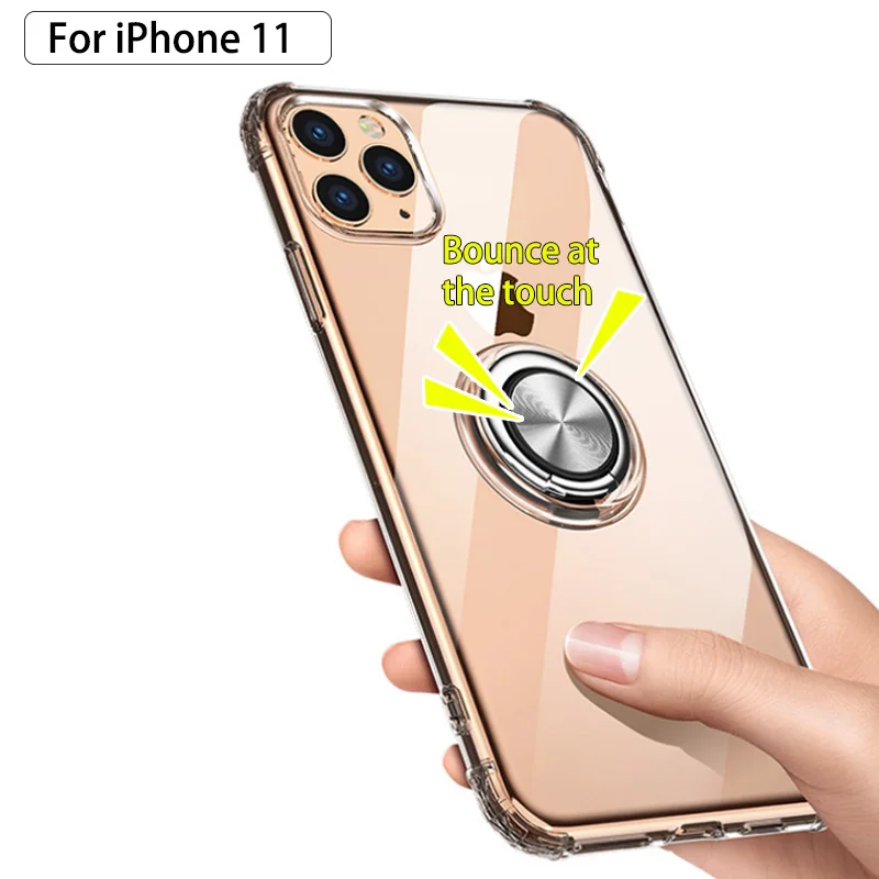 Прозрачный мягкий чехол для iphone11 эластичное кольцо кронштейн pro силиконовый