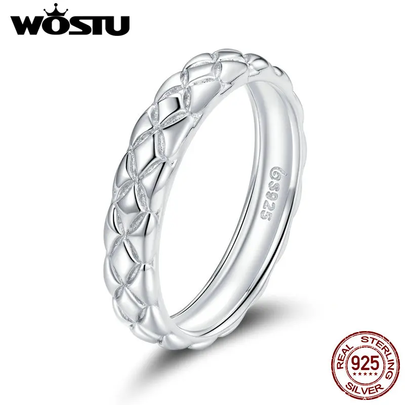 

WOSTU 925 стерлингового серебра простой фактурой кольцо оригинальный дизайн серебряных колец палец для женщин Свадебная стерлингового серебр...