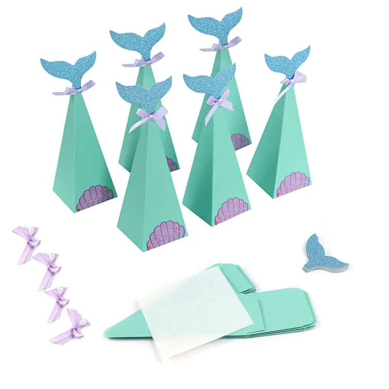 

Mermaid Tail Paper Candy Box Gift Bags Popcorn Boxes Kids Gift Little Mermaid Birthday Party Decoration Baby Shower Supplies