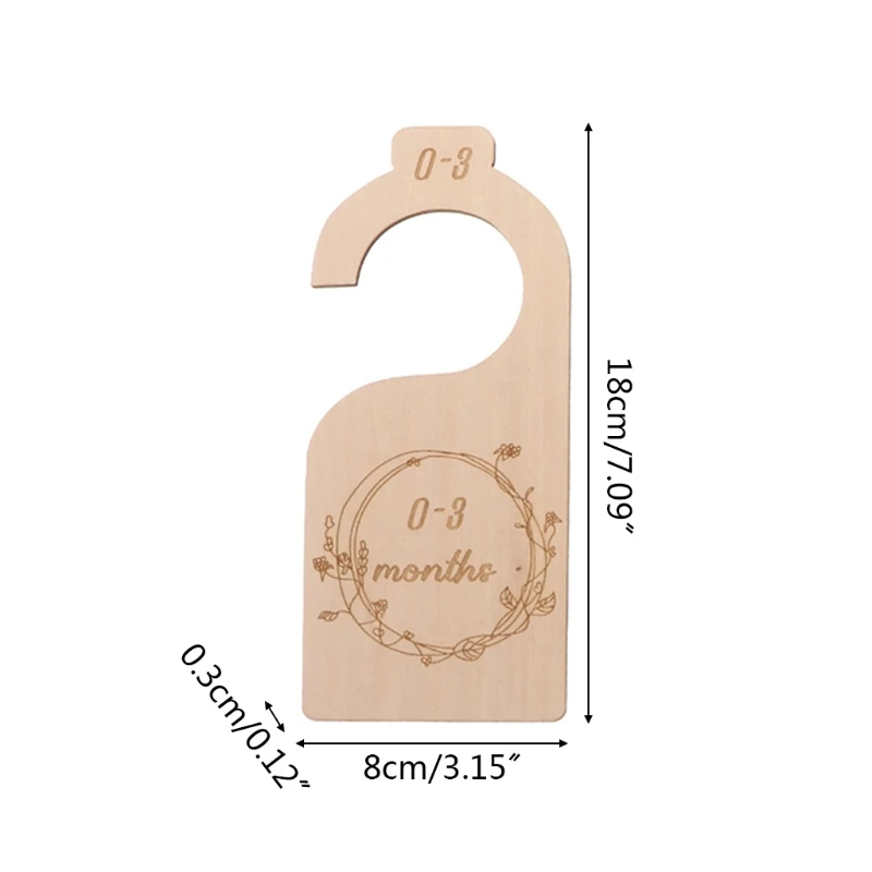 

7 Pcs Baby Closet Size Divider Wooden Baby Closet Organizers from Newborn Infant to 24 Months for Home Nursery Baby P31B