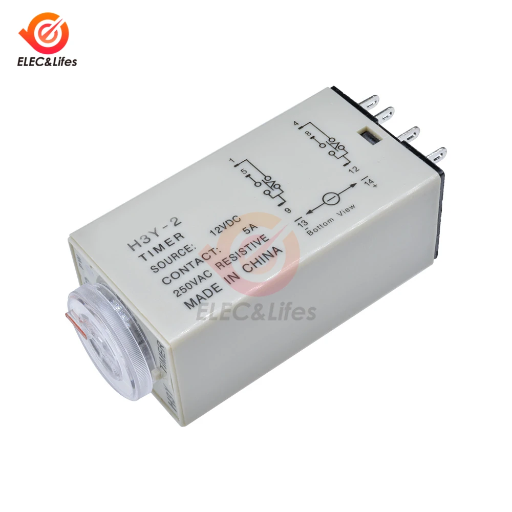 Реле задержки времени H3Y 2 DC 12V 24V AC 110V 220V для детей на возраст от 0 до 30 секунд минут