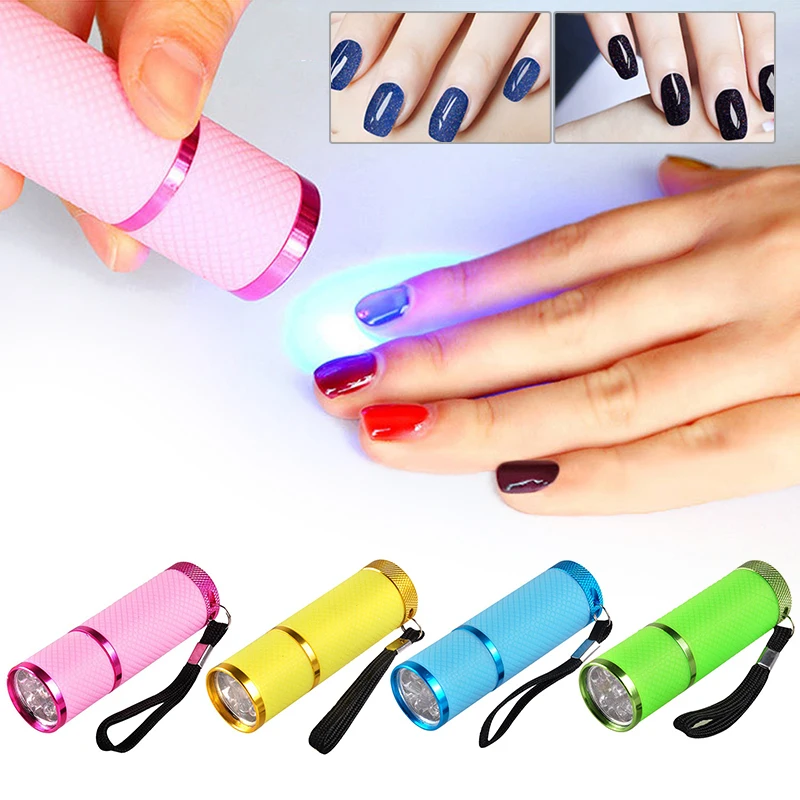 

4 Colors Mini 9 LED Lamp UV Nail Gel Dryer Flashlight For Nail Polish Curing Manicure Portable Fast Drying Cure Manicure Tool