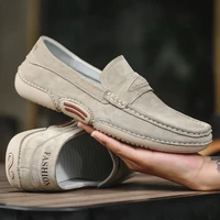 new genuine leather casual shoes men classic luxury brand loafers men suede shoes breathable moccasins men slip on driving shoes