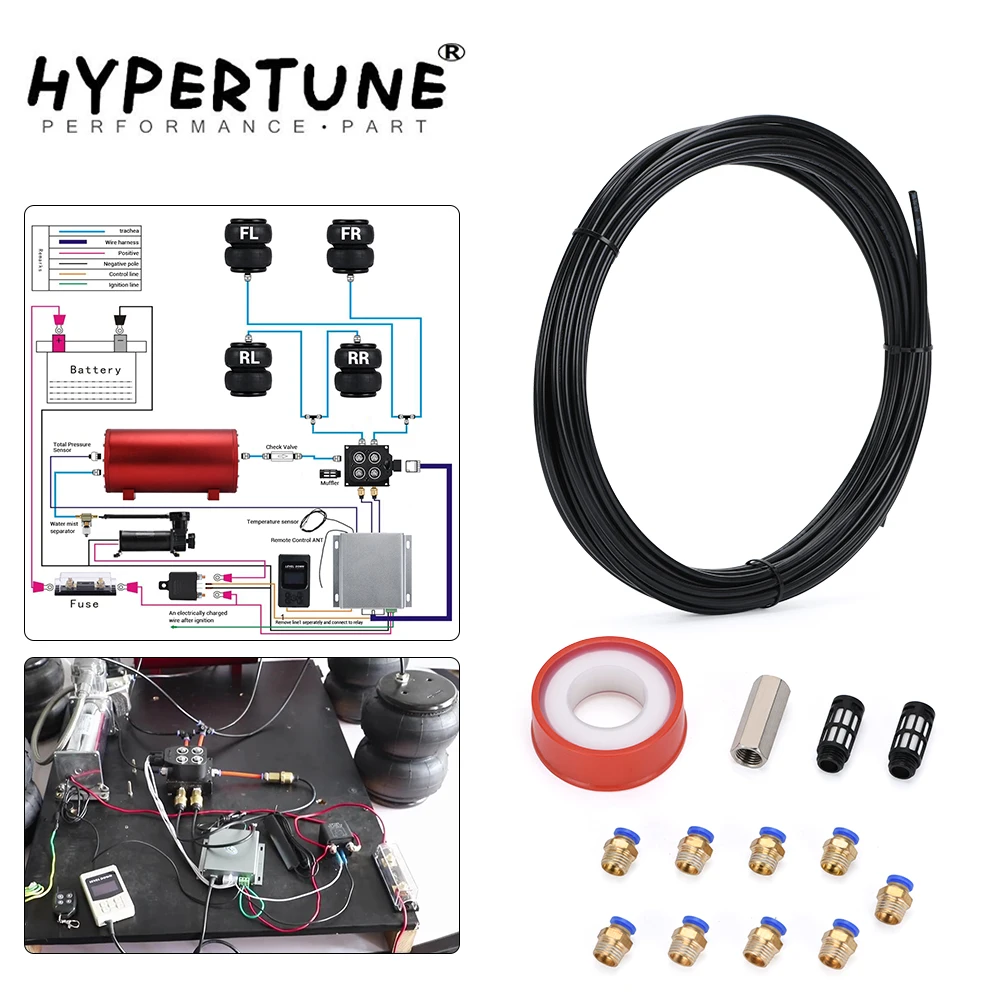

1/4" 20M Air Line Nylon Brake Hose Air Tube Push-in Connector Air Fittings PTFE Tape Check Valve Muffler Air Ride Suspension