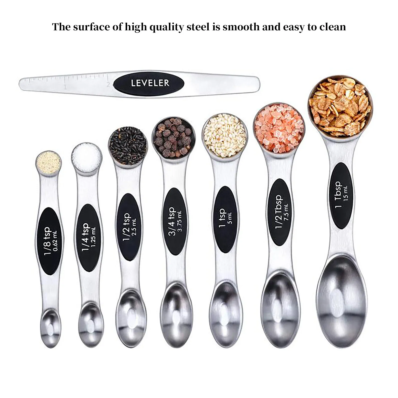 

Baking Tool Stainless Steel Double Head Measuring Spoon 8-Piece Seasoning Spoon