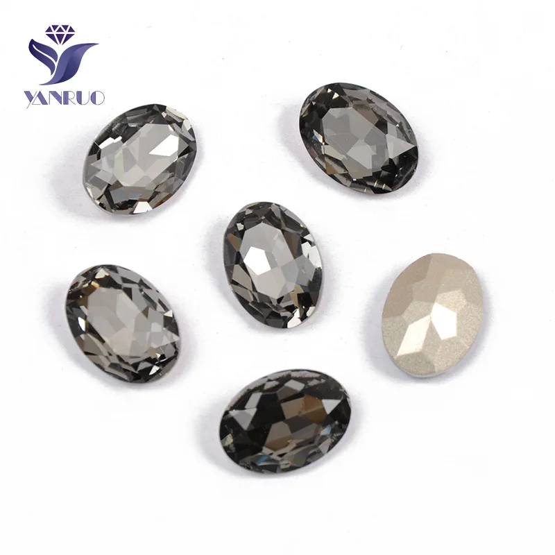 Black Diamond Yanruo 4120 Овальные Стеклянные Стразы Самоцветы DIY шитье кристаллы Декоративные Камни Точка назад пришитые Стразы для украшения для одежды - Цвет: Black Diamond