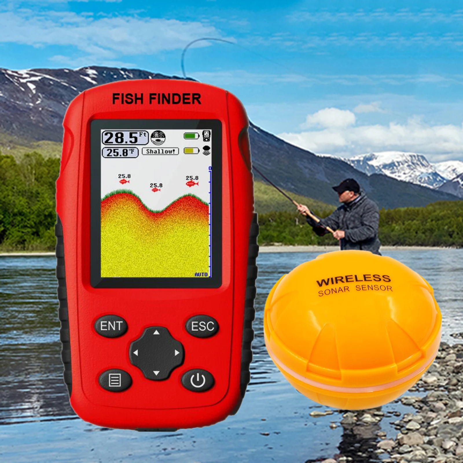 

Portable Wireless Fish Finder Sonar Handheld Fishfinder Locator Detector