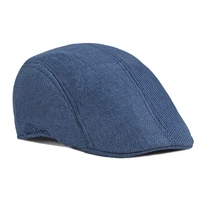 mens simple solid imitation hemp beret caps british retro summer breathable peaked cap outdoor travel sunshade golf hat