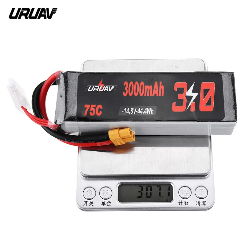 Высокое качество URUAV 14 8 V 3000mAh 75C 4S Lipo батарея XT60 Разъем для RC гоночного дрона