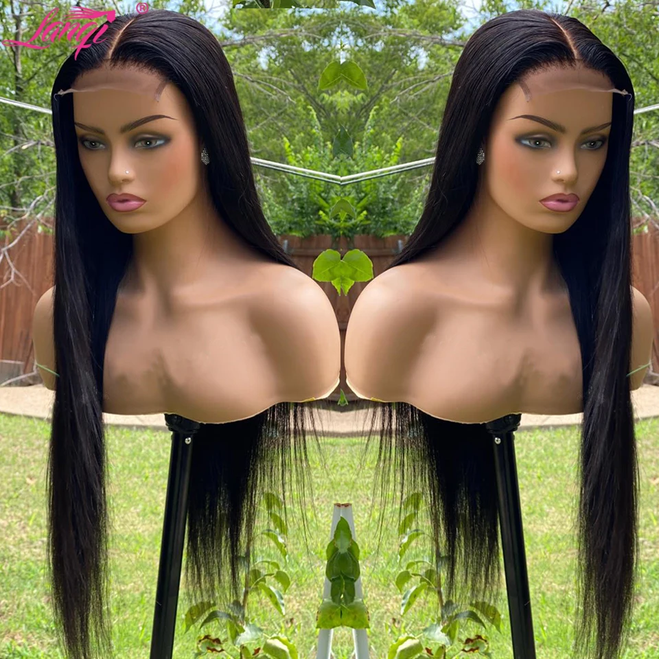 

Lanqi, оптовая продажа, бразильский парик с предварительно выщипанной косточкой, прямой парик на сетке спереди 4x4, парик на сетке спереди, пари...