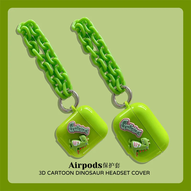 

Candy Green Cute Dinosaur Letters AirPods Pro Case Apple Bluetooth Wireless Earphone Cover AirPods 1/2 Protective Case Anti-fall