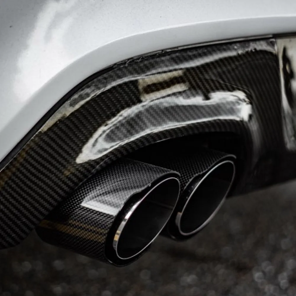 Универсальный двойной наконечник для выхлопной трубы глянцевый из углеродного