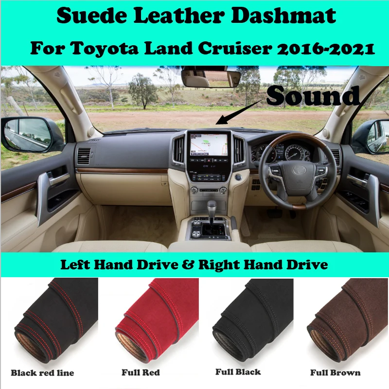 

Для Toyota Land Cruiser 2016 2018-2021, замшевый кожаный коврик для приборной панели, коврик для приборной панели, коврик, коврик, аксессуары для стайлинга ...