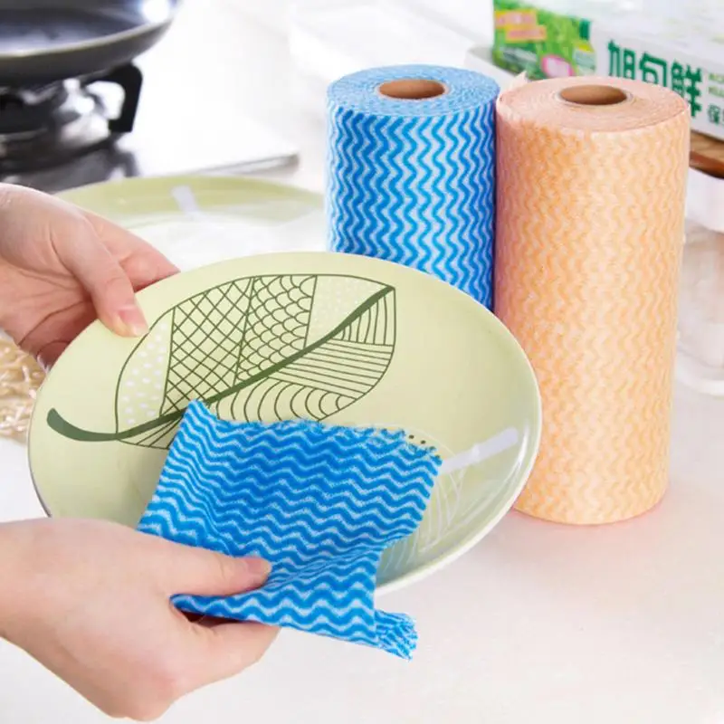 

50 Pcs/Roll Van Herbruikbare Lui Rags Keuken Schoonmaken Vaatdoek Handdoek Rollen Biologische Vaatdoek Bamboe Keuken handdoeken