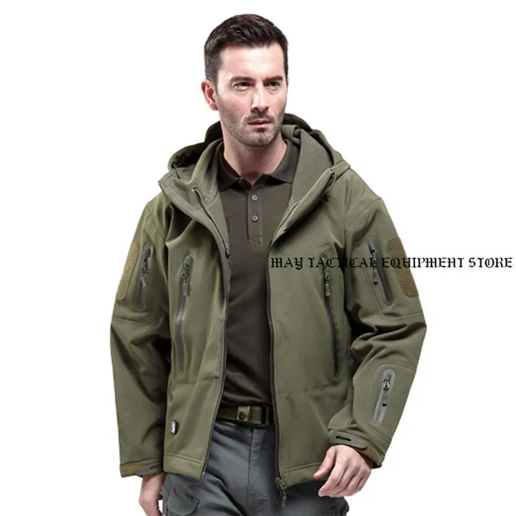 Men Outdoor TAD Jacket Waterproof Tactical Softshell Hooded Jacket Black Green Men Outdoor Jacket Waterproof TAD Coat Shark Skin