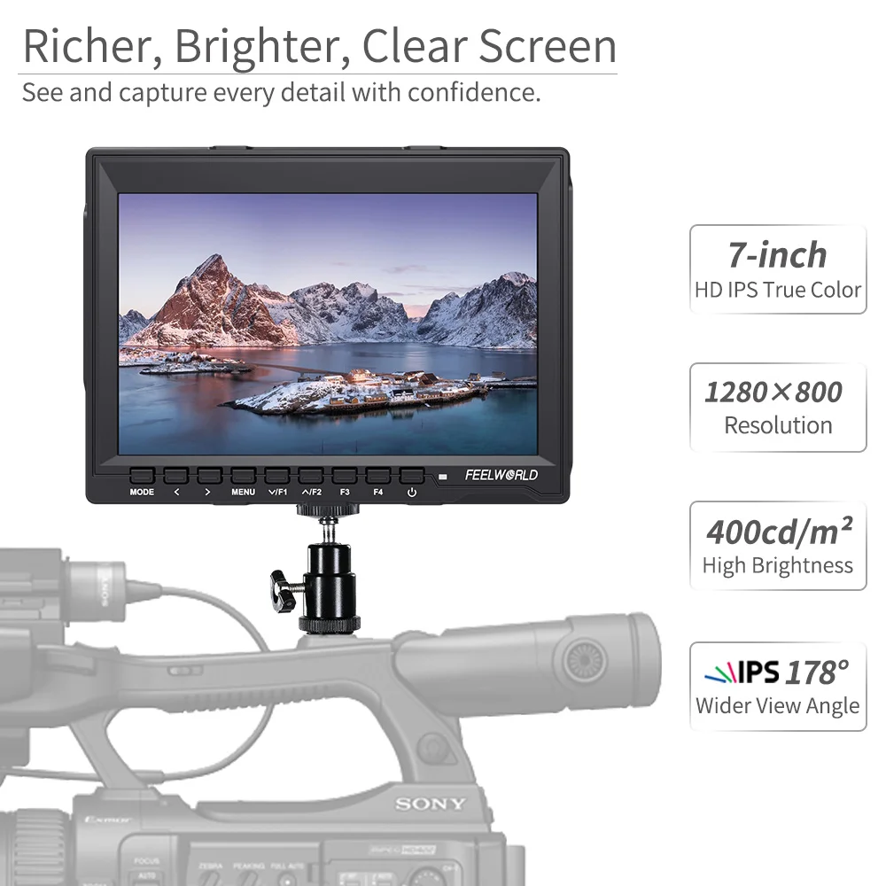 Камера Feelworld FW759 экран 7 дюймов 1280x800 IPS камера для цифровой зеркальной камеры видео