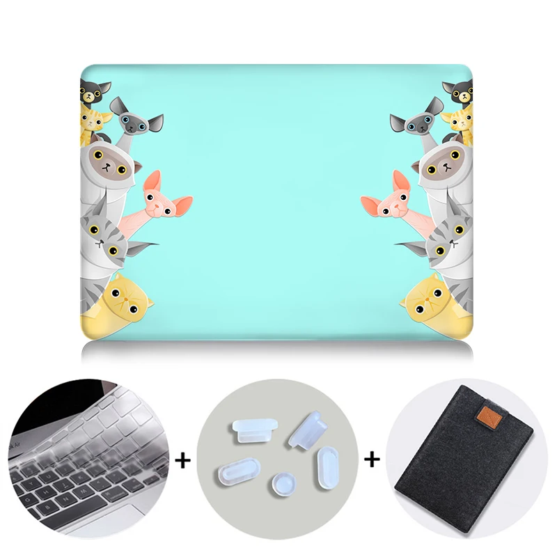 MTT чехол с мультяшными животными для Macbook Air 11 13 Pro retina 13 15 с сенсорной панелью для mac book 12 дюймов чехол для ноутбука с милым котом - Цвет: MB09