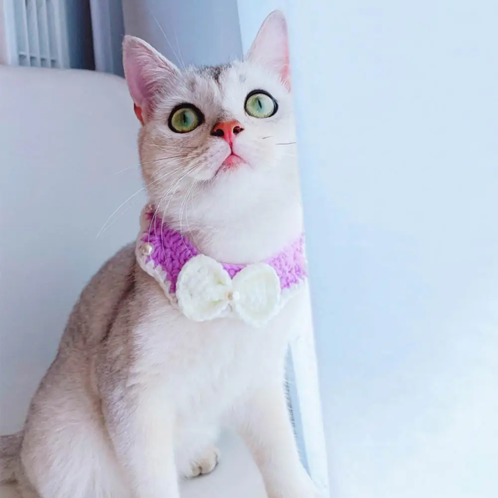

Handmade Beautiful Lovely Pet Neck Circle Collar Adjustable Cat Bib Adorable for Party