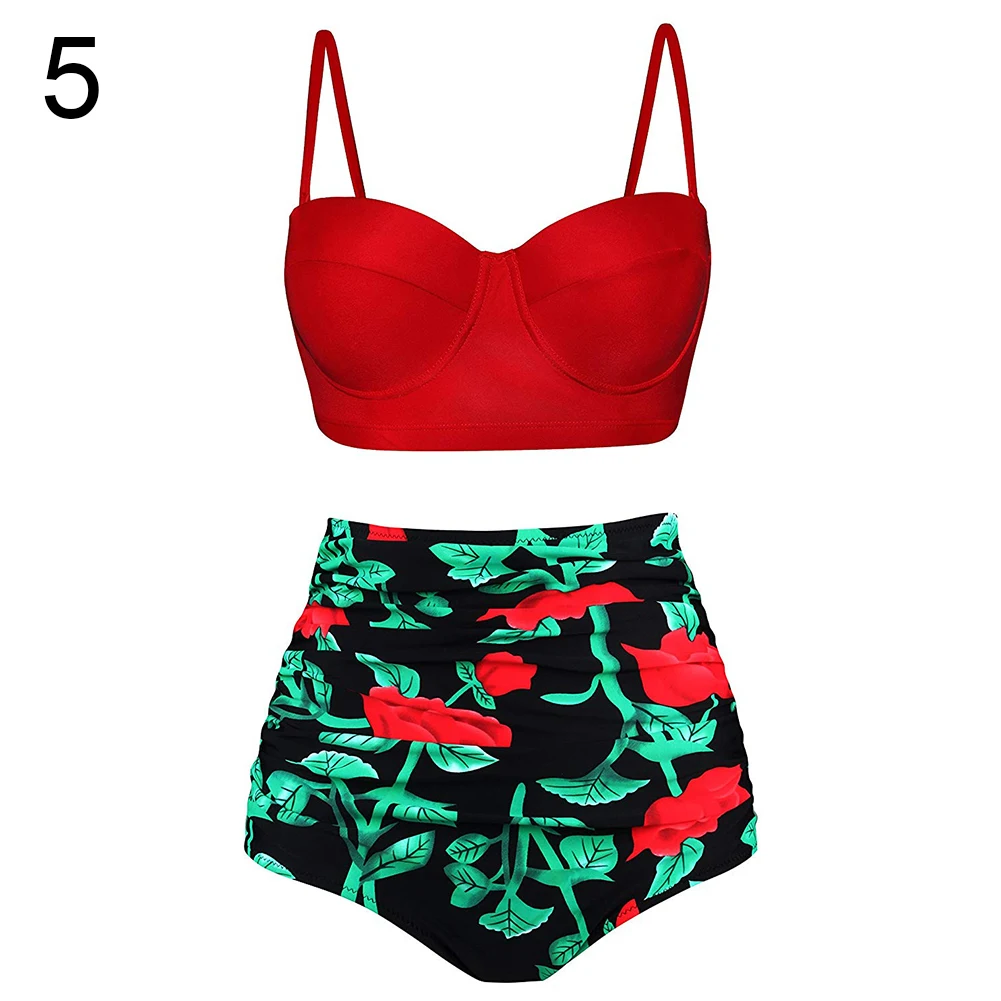 Женский комплект бикини из двух предметов с геометрическим рисунком листьев и