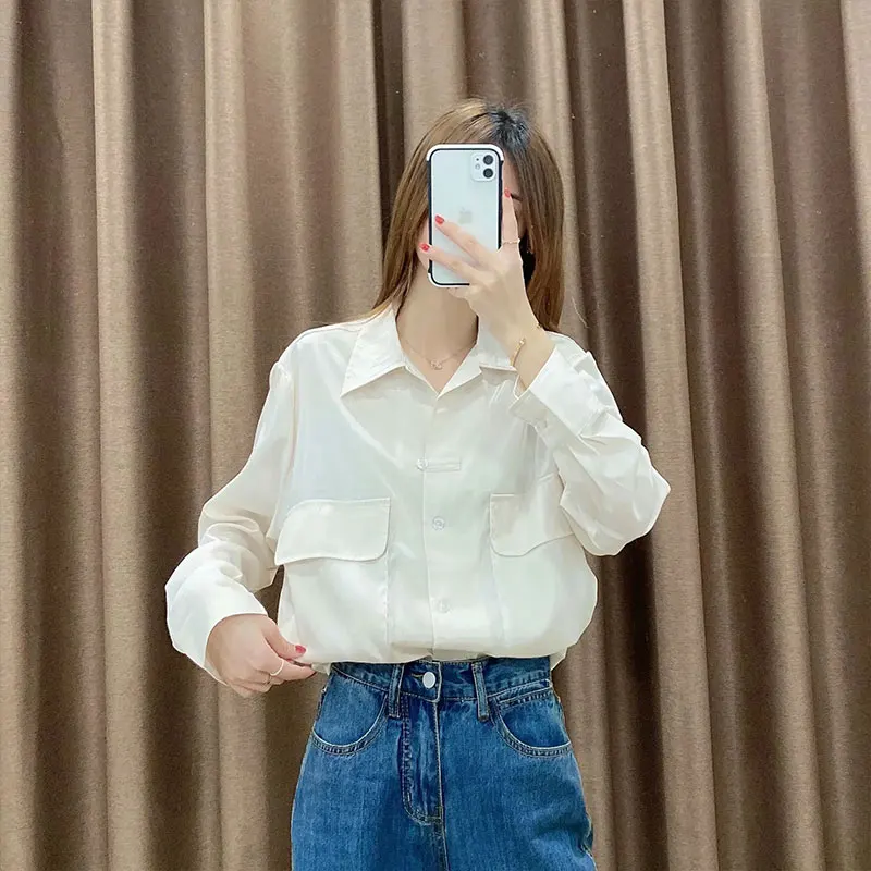 

Summer Women's Irregular Shirt Coat 2021Za Long Sleeve Pocket Cardigan Streetwear Jacket Harajuku Outwear Tops Loose Fashion