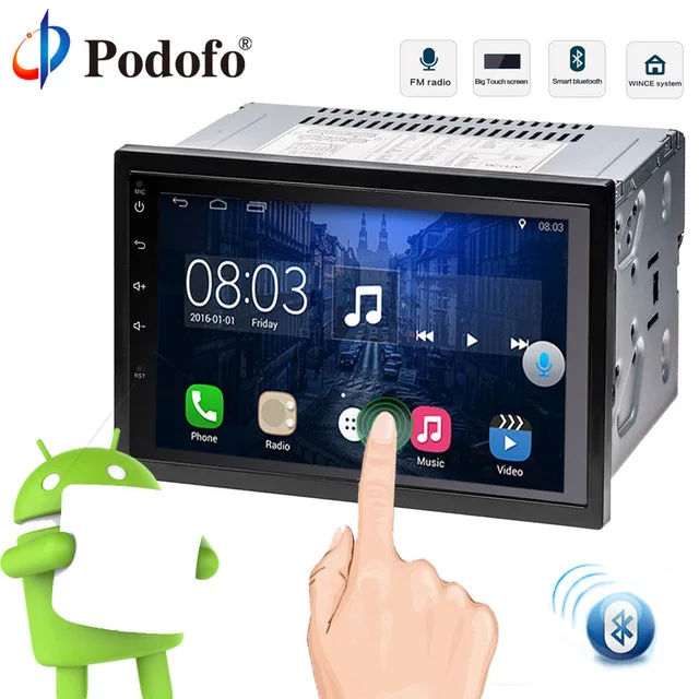 Podofo 2 Din автомобильный радиоприемник Android 7 &quotgps навигация мультимедийный плеер 2din