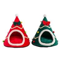 christmas pet cat house dog bed kennel puppy cave warm sleep bed christmas tree shape winter warm bed for cat dog cage cama para