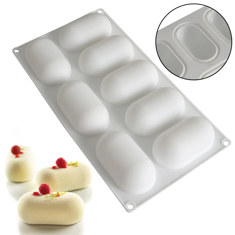 

8 Oval Pillow Shape Silicone Cake Mold for Chocolate Mousse Ice Cream Jello Pudding Dessert Baking Bakeware Pan Decorating Tools