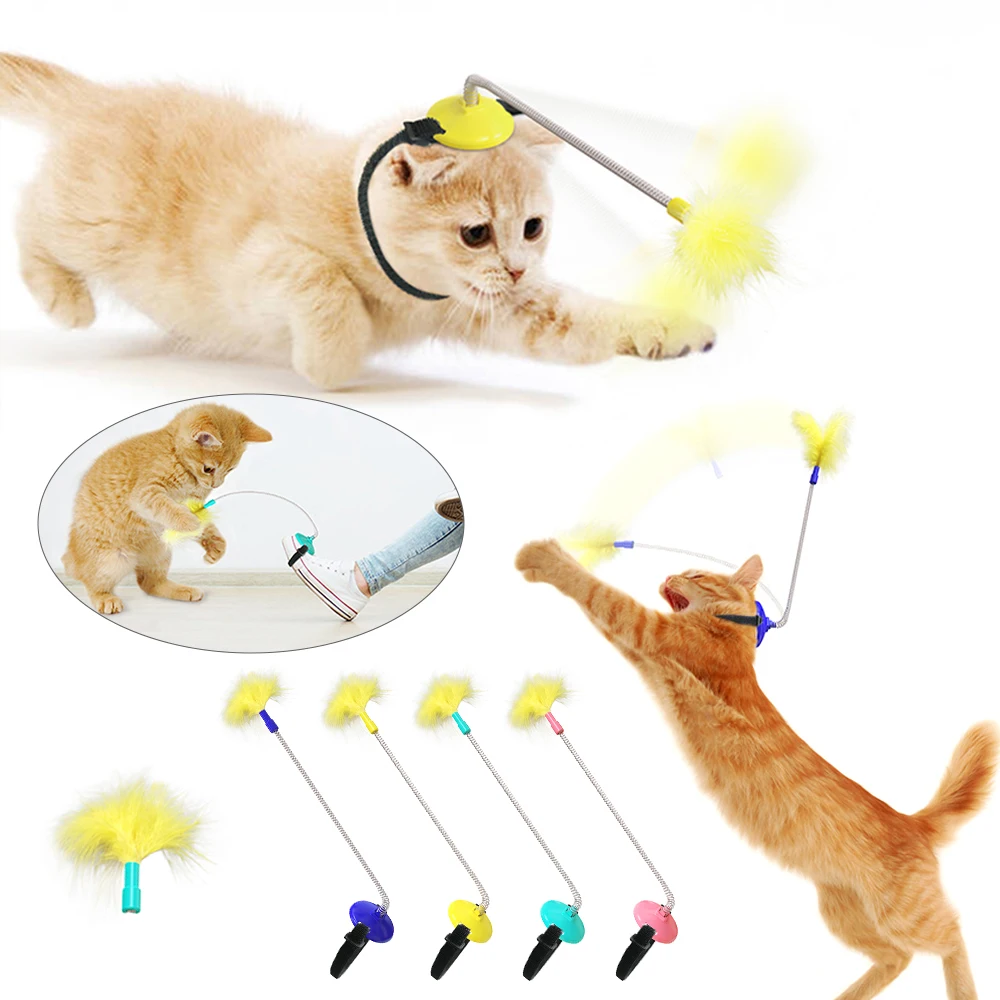 

Интерактивные игрушки для кошек, игрушки для кошек, перо, деревянная удочка, Kawai, забавные, свободные руки, кошачья палочка, перо, оригинальны...